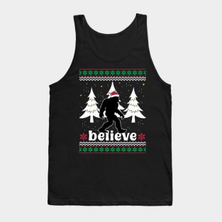 Christmas Bigfoot Believe Ugly Christmas Tank Top